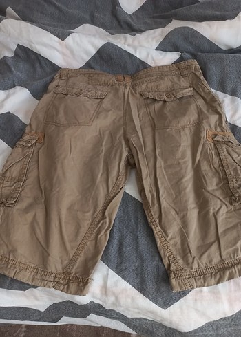 Bej Keten Kemerli Erkek Kargo Şort - Görsel 3