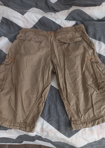 Bej Keten Kemerli Erkek Kargo Şort - Görsel 4