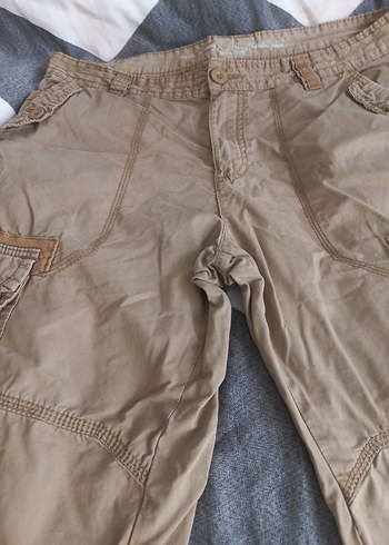Bej Keten Kemerli Erkek Kargo Şort - Görsel 2