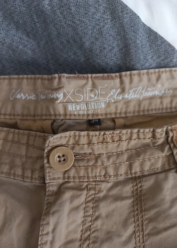 Bej Keten Kemerli Erkek Kargo Şort - Görsel 7