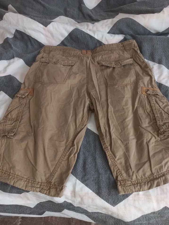 Bej Keten Kemerli Erkek Kargo Şort - Görsel 3