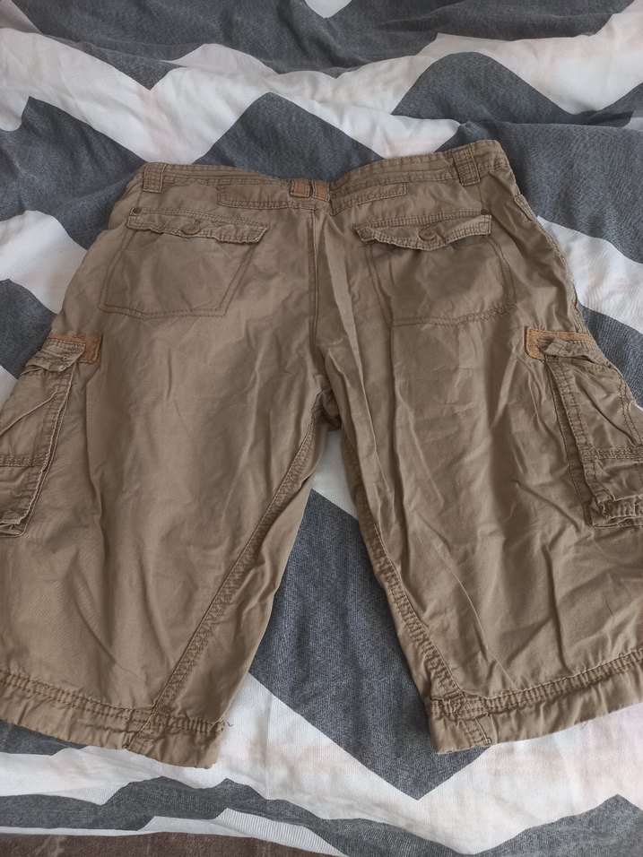 Bej Keten Kemerli Erkek Kargo Şort - Görsel 4