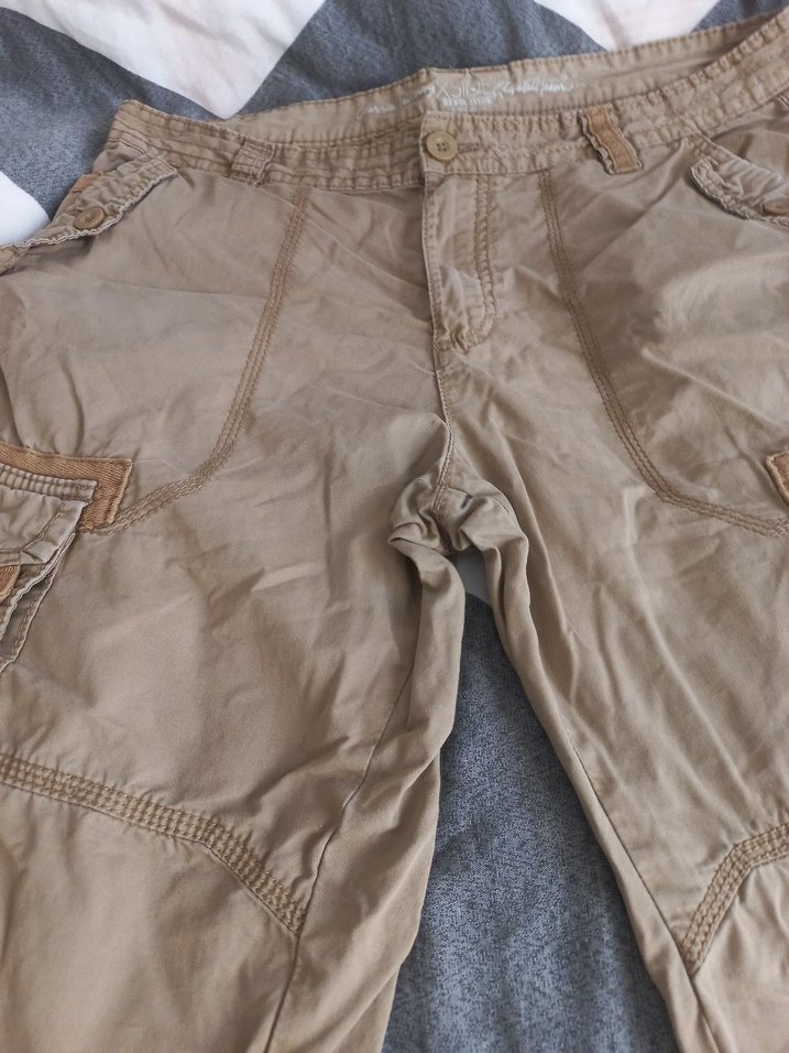 Bej Keten Kemerli Erkek Kargo Şort - Görsel 2