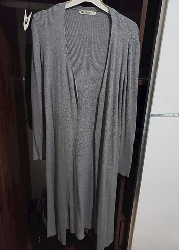 Gri Uzun Kollu Piliseli Kadın Hırka - Görsel 6