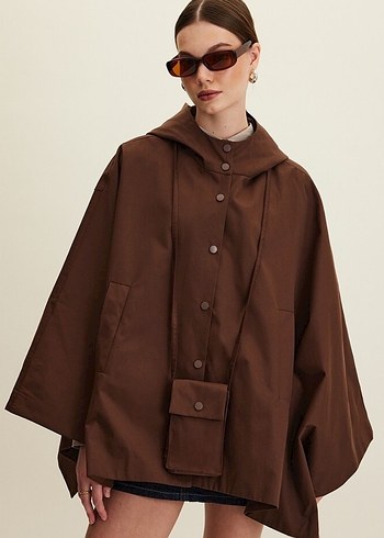 Manuka pelerinli trençkot - Görsel 2