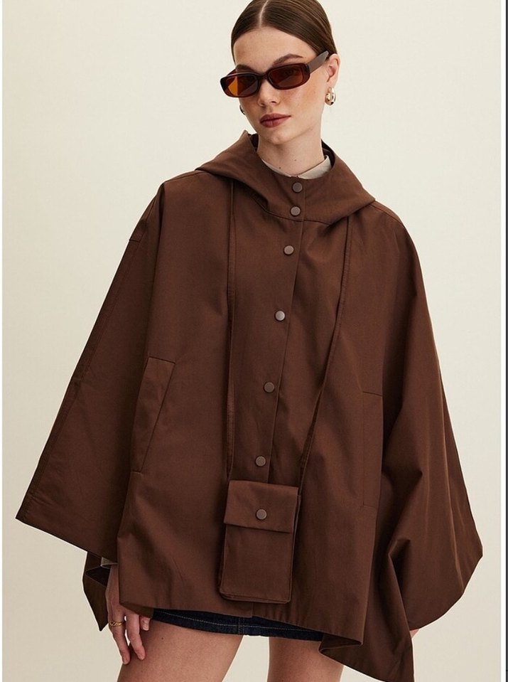 Manuka pelerinli trençkot - Görsel 2