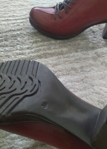 36 Beden Koyu Kırmızı Deri Stiletto Kadın Ayakkabı