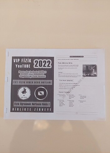 Vip Fizik 2022 Tyt Video Ders Notları
