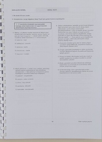 Beden ALES SÖZEL 2020-2024 YILLARI ARASI ÇIKMIŞ SORULAR