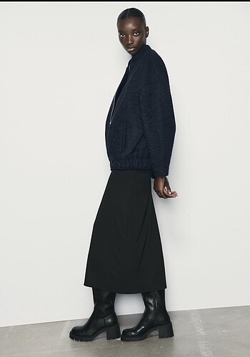 l Beden lacivert Renk Zara oversize buklet ceket