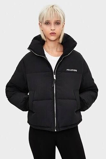 Bershka Followers Siyah şişme mont
