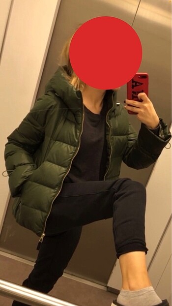 Zara Yeşil Parlak şişme Mont