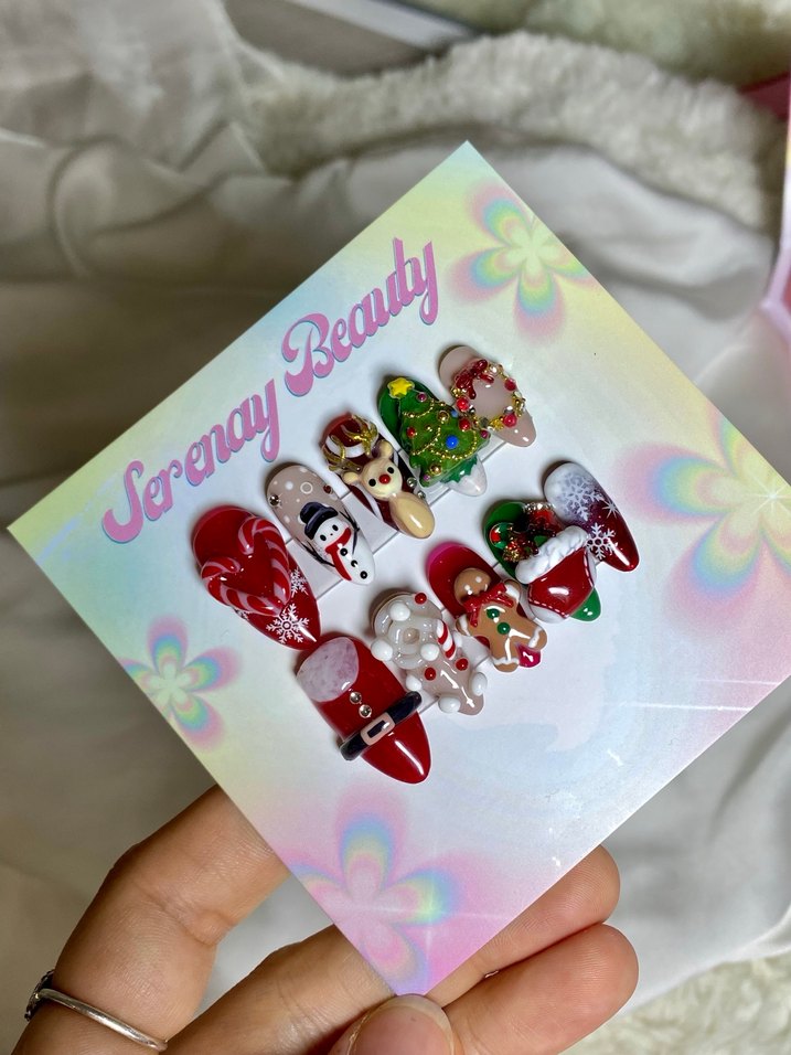 Renkli Yılbaşı Temalı Tırnak Süslü tırnak - Görsel 4