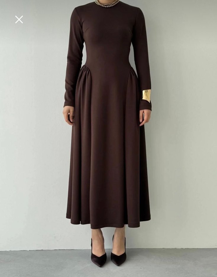 Uzun Kollu fileli Salaş Elbise - Görsel 2