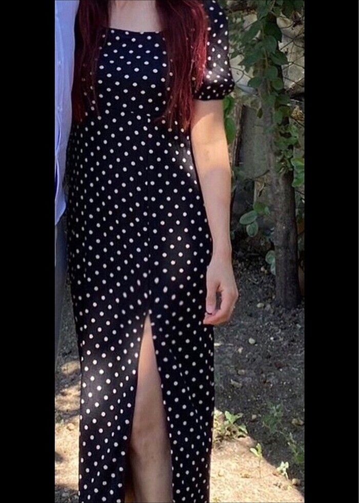 Puantiyeli koton elbise - Görsel 3