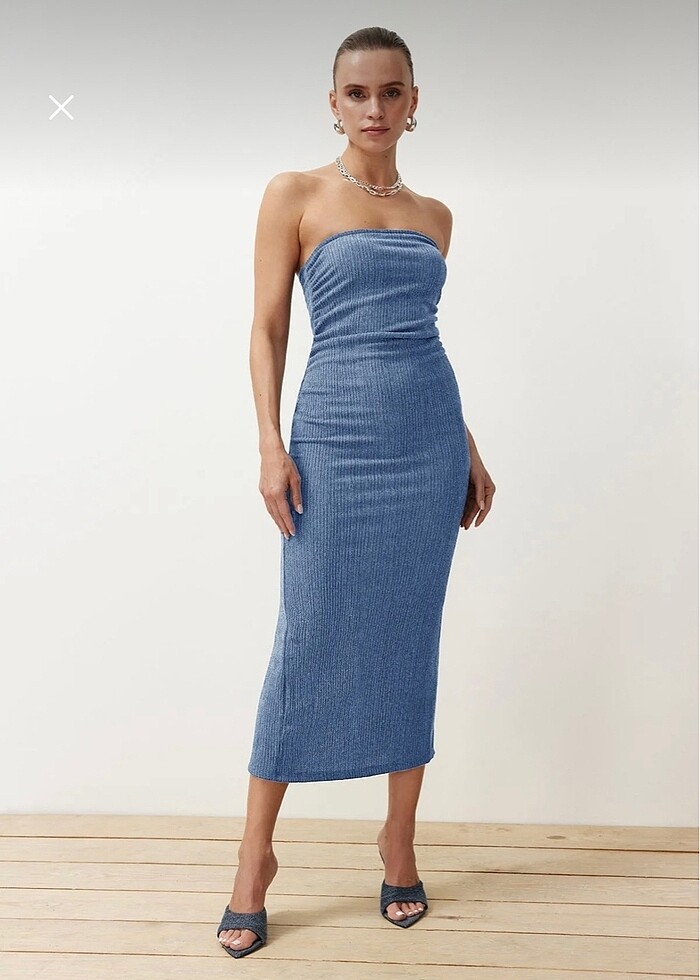 Straplez elbise - Görsel 2