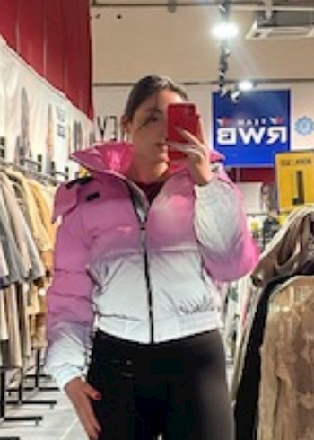 Bershka Pembe Batik Desenli Kadın Kışlık Mont