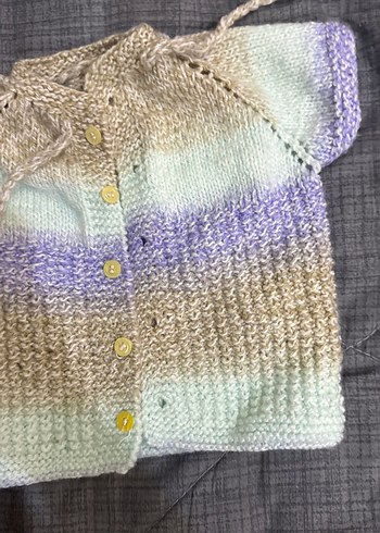 Bohem Tarz Kısa Kollu Renkli Triko Hırka bebek - Görsel 5