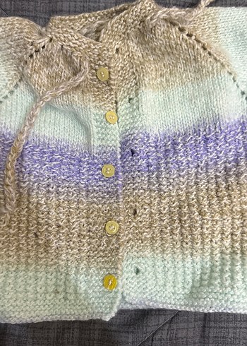 Bohem Tarz Kısa Kollu Renkli Triko Hırka bebek - Görsel 3