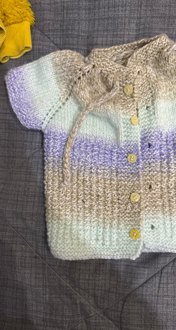 Bohem Tarz Kısa Kollu Renkli Triko Hırka bebek - Görsel 4