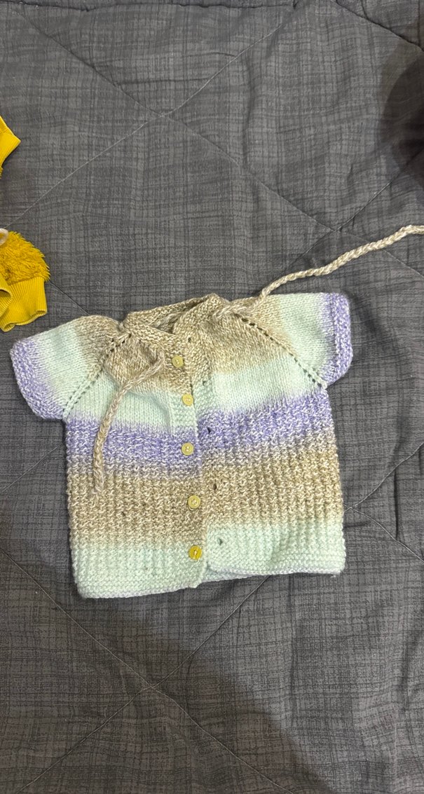 Bohem Tarz Kısa Kollu Renkli Triko Hırka bebek - Görsel 2