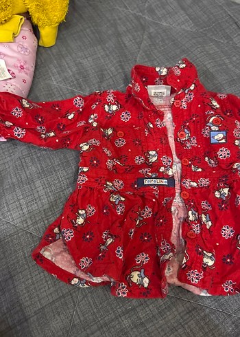 Kız Çocuk Kırmızı Desenli Uzun Kollu Gömlek - Görsel 3