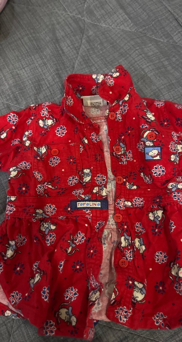 Kız Çocuk Kırmızı Desenli Uzun Kollu Gömlek - Görsel 4