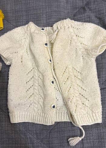 Kız Çocuk Bohem Örgü Kısa Kollu Hırka - Görsel 2