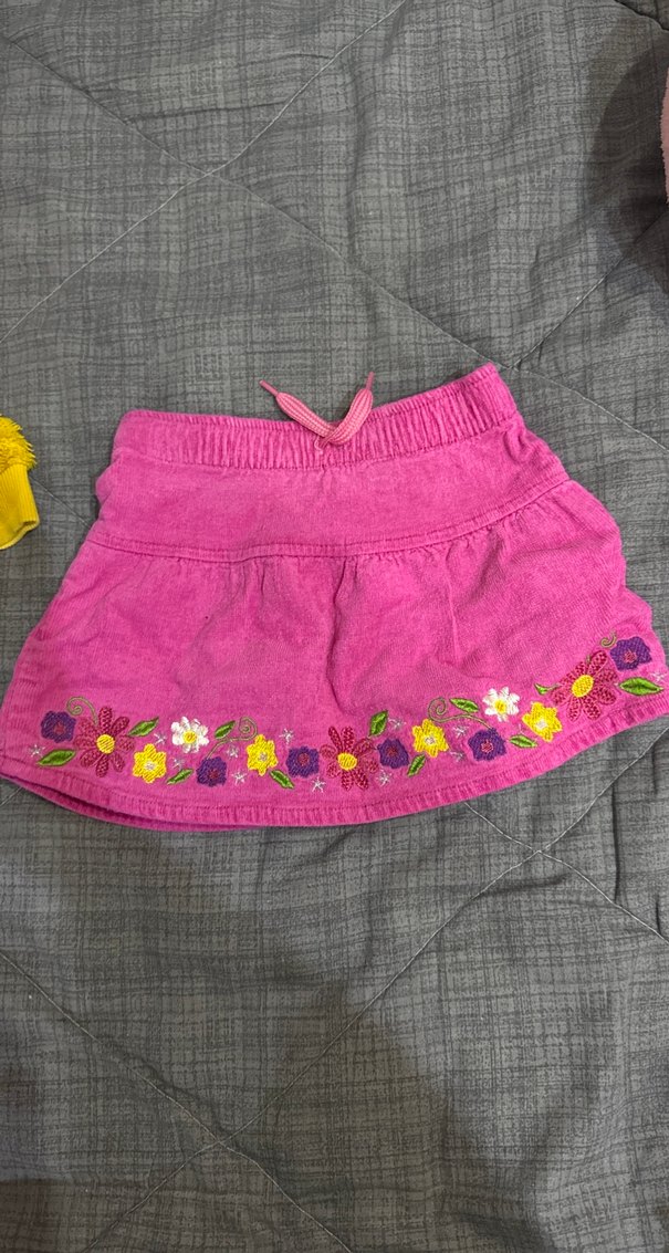 Çiçek işlemeli pembe kız çocuk eteği - Görsel 2