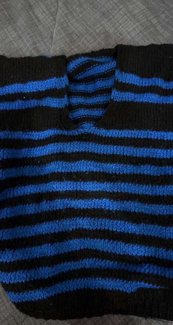 Erkek Çocuk Mavi Siyah Çizgili Triko Kazak - Görsel 3