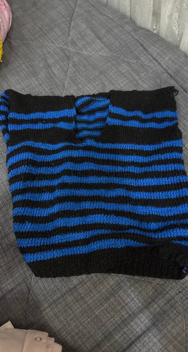 Erkek Çocuk Mavi Siyah Çizgili Triko Kazak - Görsel 2