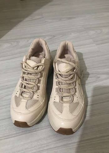 37 Beden ten rengi Renk Bej Bağcıklı Denim Kadın Spor Ayakkabı