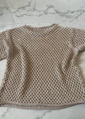 36 Beden camel Renk delikli örgü bluz