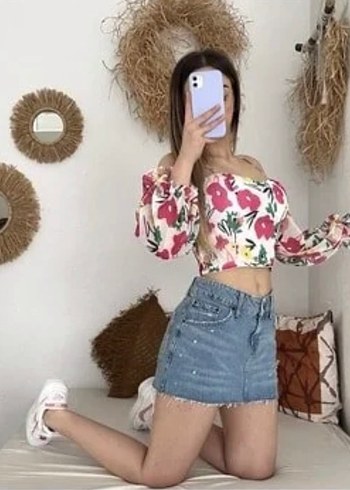 s Beden mavi Renk Mavi Denim Mini Etek