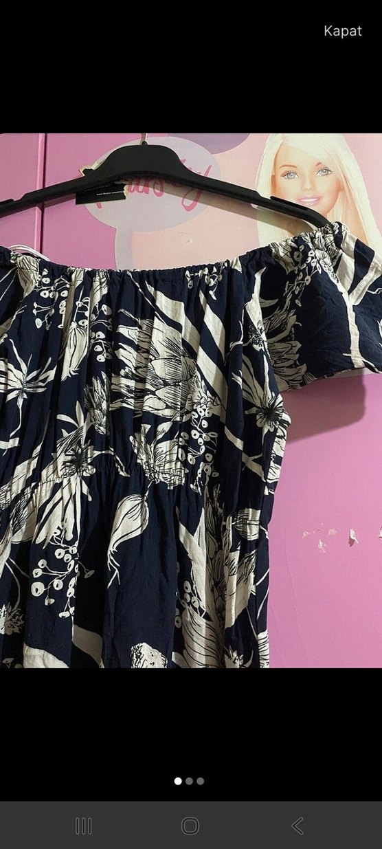 Kadın Çok Renkli Uzun Bohem Straplez Elbise - Görsel 2