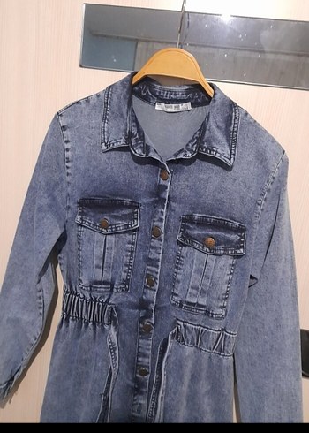 Zara Kadın Uzun Boy Denim elbise