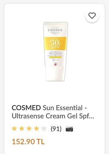 Cosmed Ultrasense Cream Gel Güneş Kremi