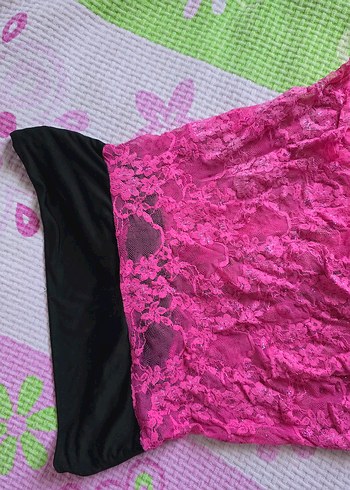 Dantel Detaylı Pembe Mini bustiyer - Görsel 2