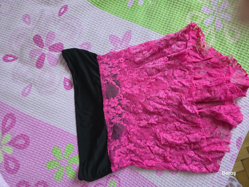 Dantel Detaylı Pembe Mini bustiyer - Görsel 2