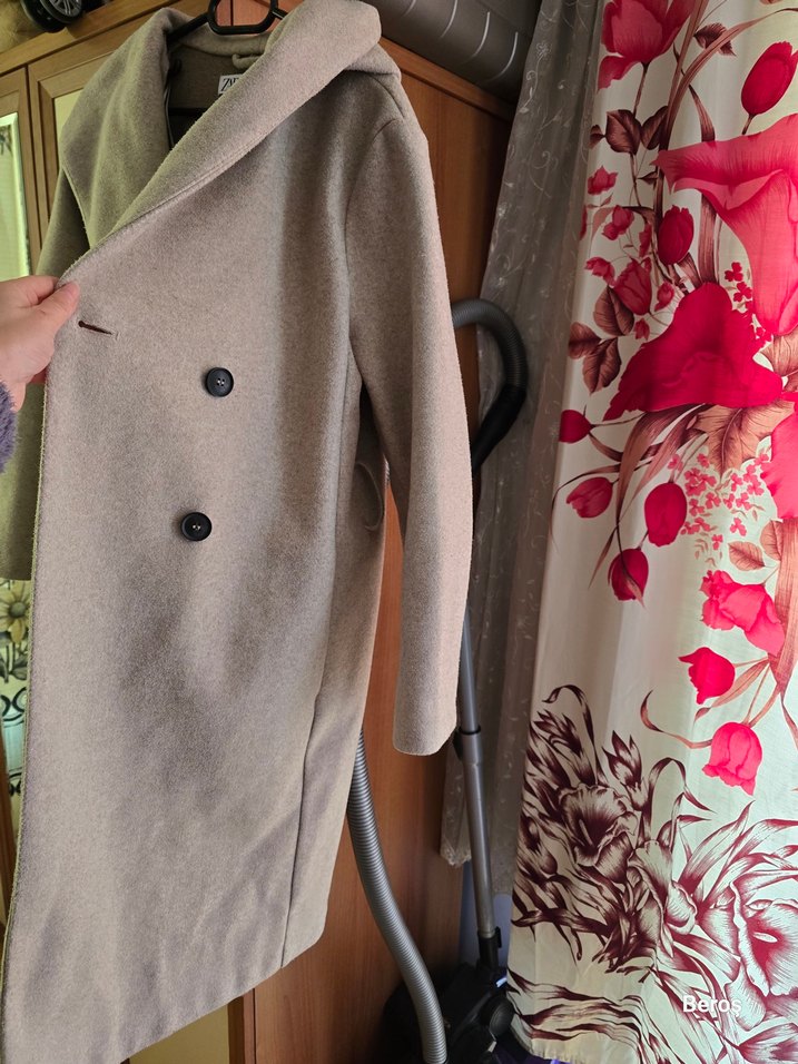 Bej Zara Klasik Kaban Biraz Kırçıllı gibi Rengi - Görsel 4