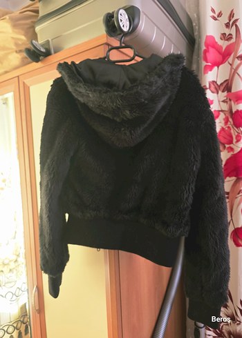 Kadın Siyah Kürk Detaylı Midi Ceket - Görsel 4