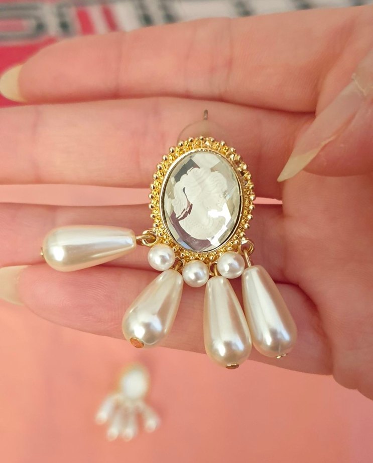 İnci Detaylı Midi Vintage Küpe - Görsel 2