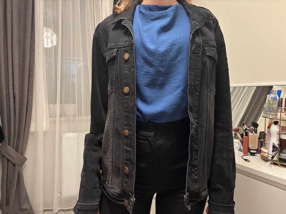 Siyah Düğmeli Kadın Denim Ceket - Görsel 3