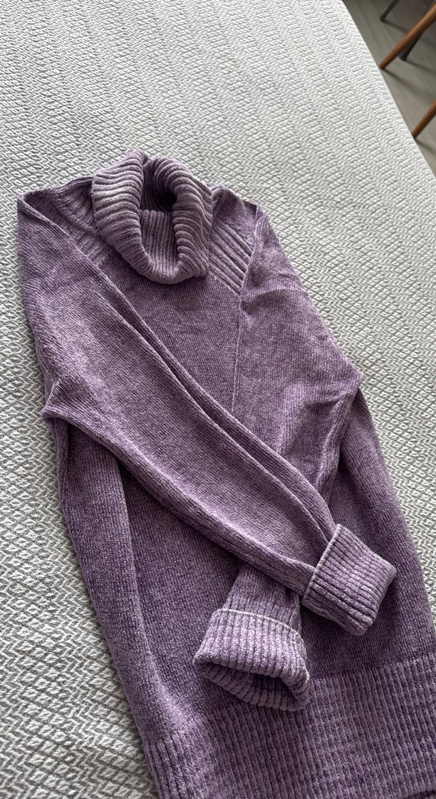 Kadın Mor Triko Boğazlı Kazak - Görsel 3