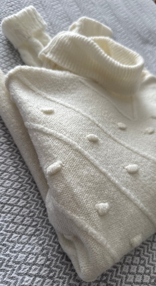 Kadın Beyaz Balıkçı Yaka Triko Kazak - Görsel 2