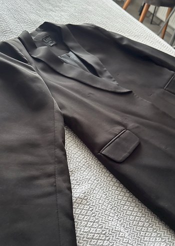 Diğer Siyah DüğmeliKadın Midi Blazer Ceket