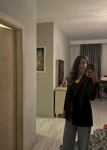 Siyah DüğmeliKadın Midi Blazer Ceket - Görsel 5