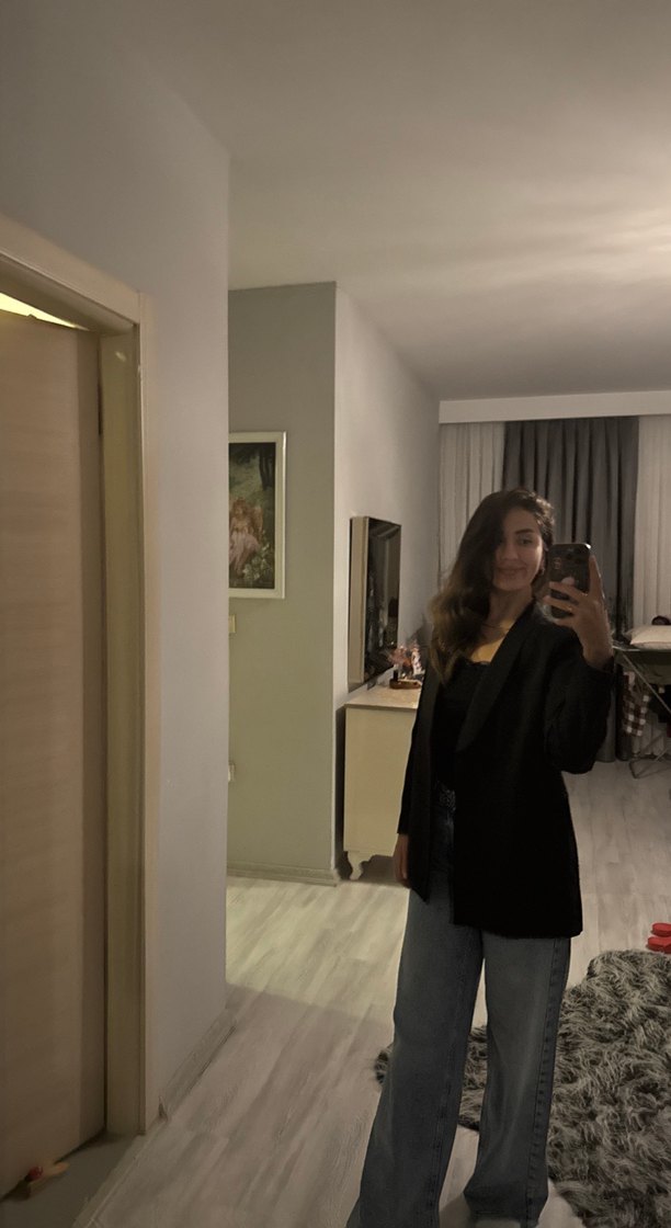 Siyah DüğmeliKadın Midi Blazer Ceket - Görsel 5