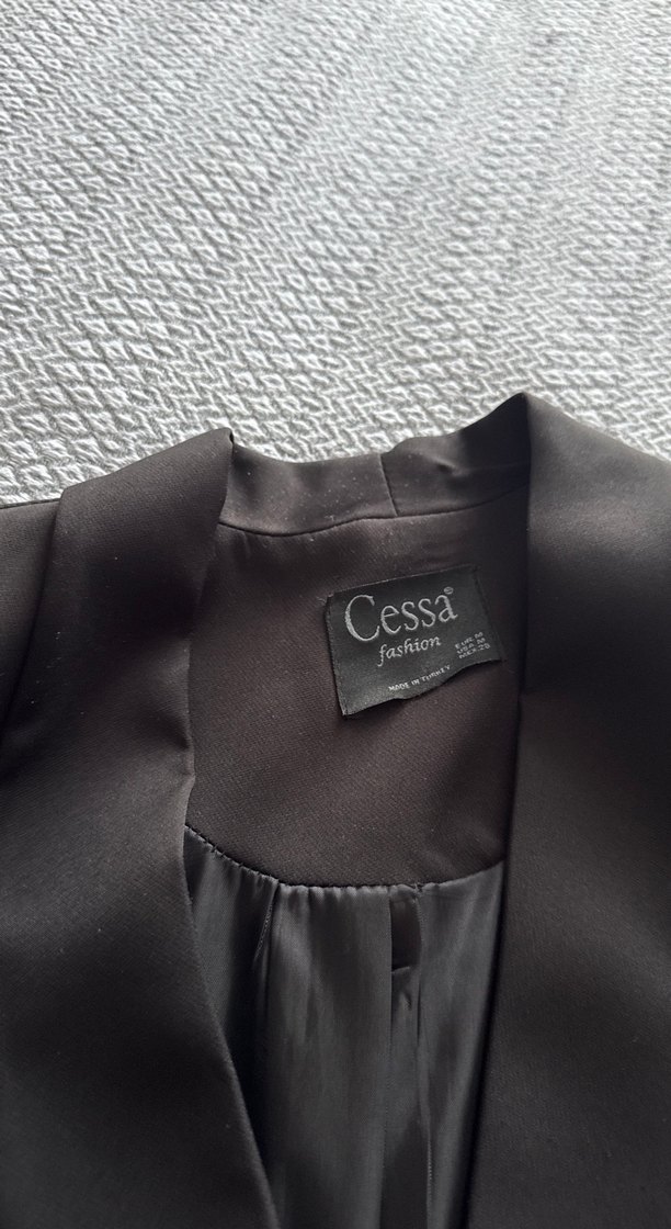 Siyah DüğmeliKadın Midi Blazer Ceket - Görsel 3