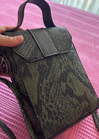 Yeşil Yılan Derisi Desenli Deri Omuz Çantası - Görsel 3